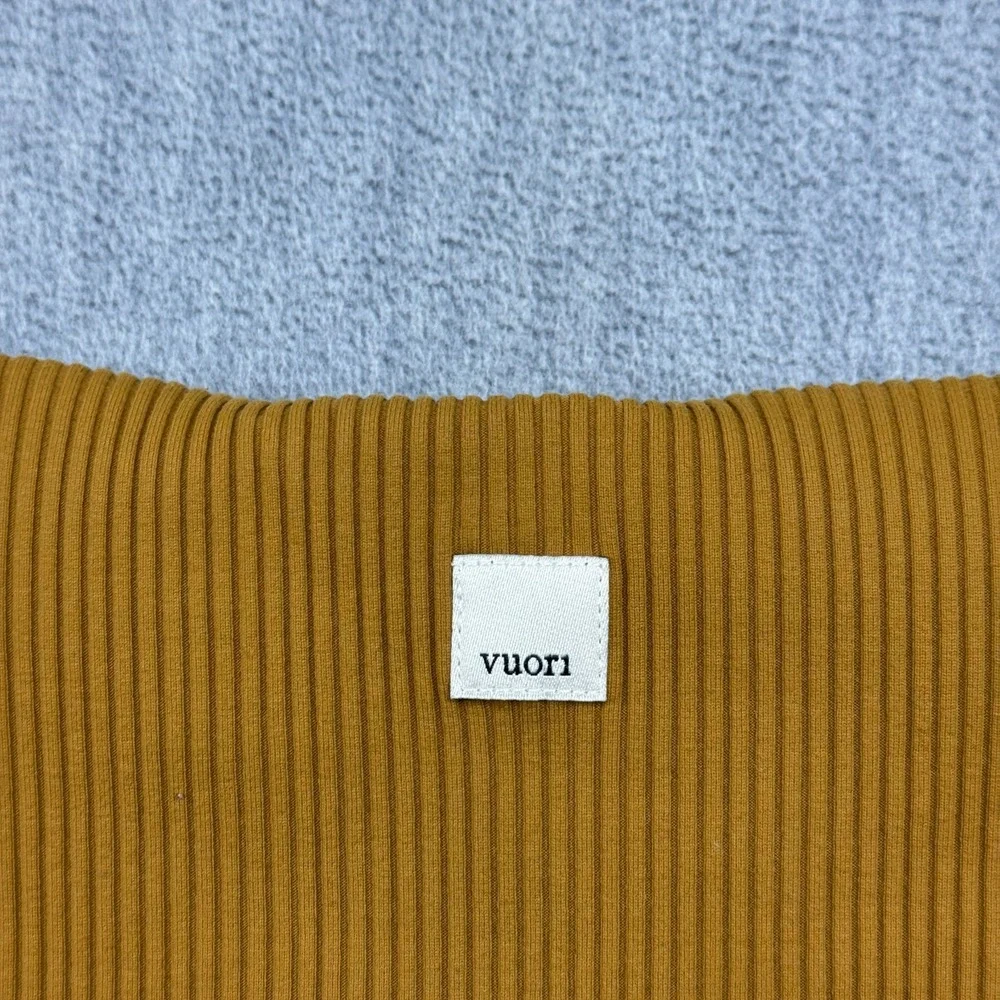 Vuori Leggings Womens Large Gold Rib Studio High Waist Yoga Gym Performance Pant